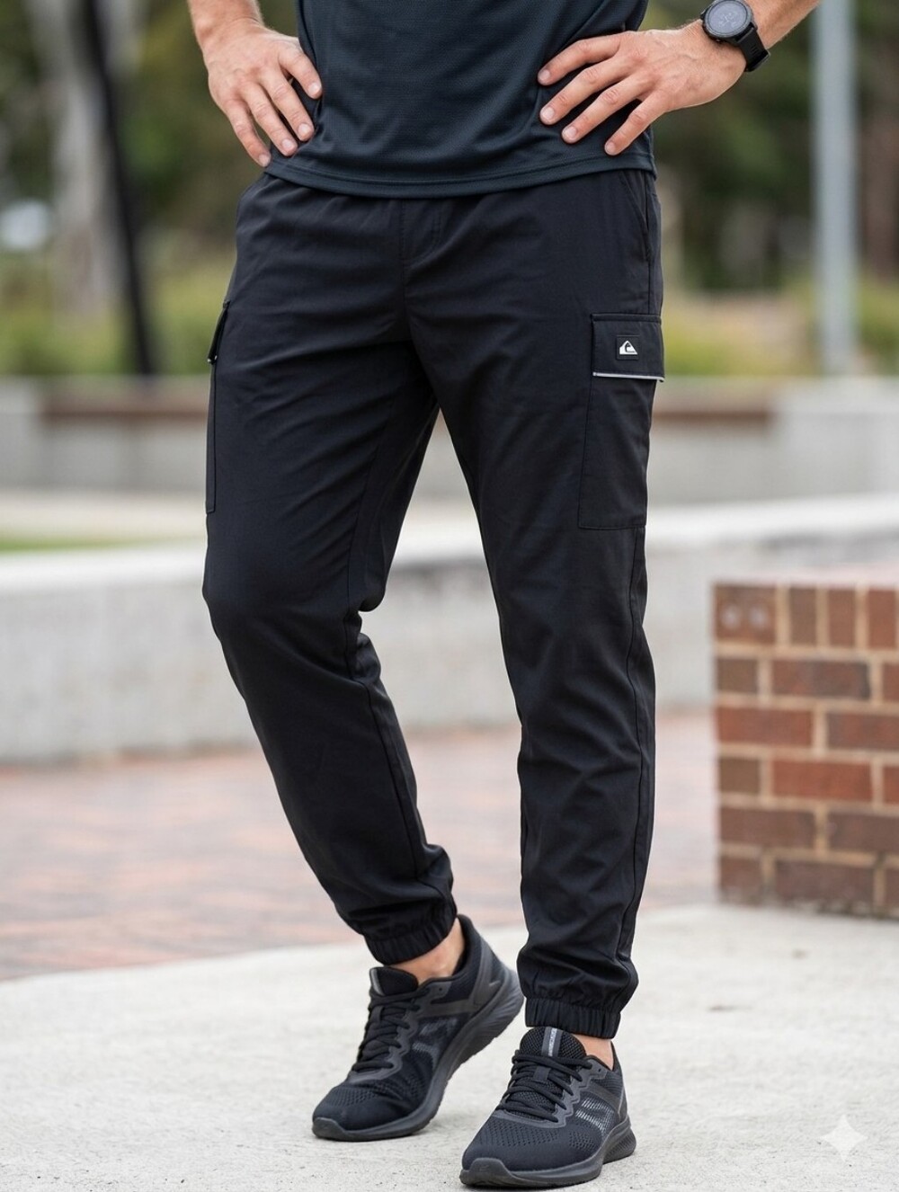Quiksilver Men’s Black Track Pants - Size Large/Grand - NWOT Reflective Details - Picture 1 of 11